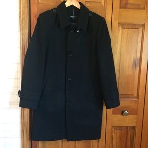 Kenneth Cole Men’s Black Wool Blend Overcoat